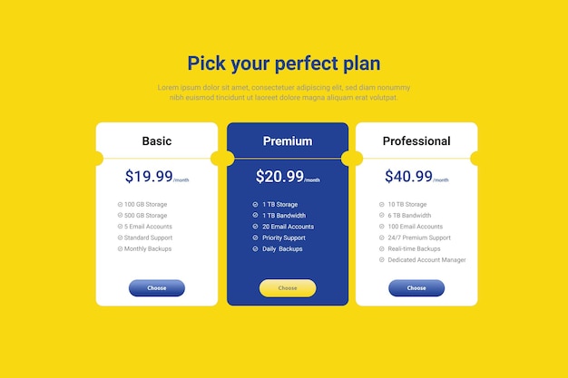 Modern Design of Pricing Table