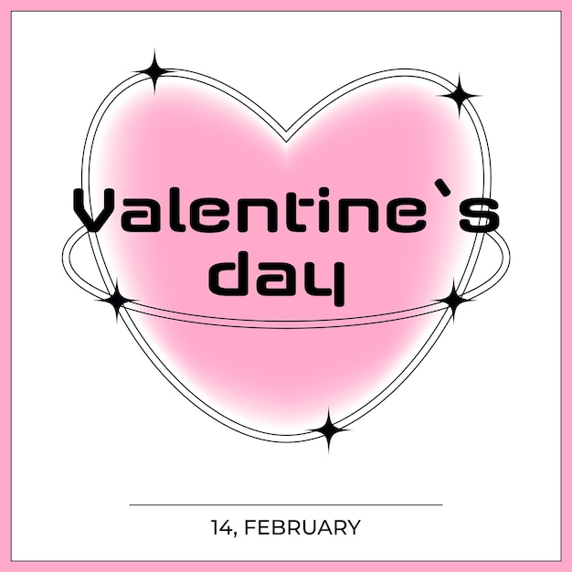 Современные шаблоны дизайна дня святого валентина и любовных открыток на обложке баннера модный минималистический дизайн с типографией стиль y2k бледно-розовый цвет векторная иллюстрация