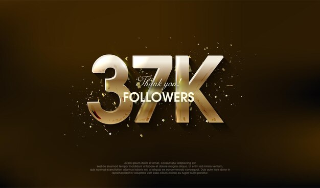 Vector modern design to thank 37k followers with a very luxurious gold color