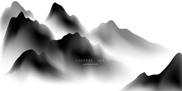 Modern design vector illustration of beautiful Chinese ink landscape painting