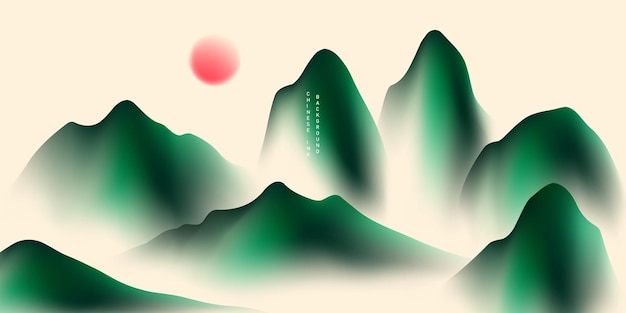 Modern design vector illustration of beautiful Chinese ink landscape painting