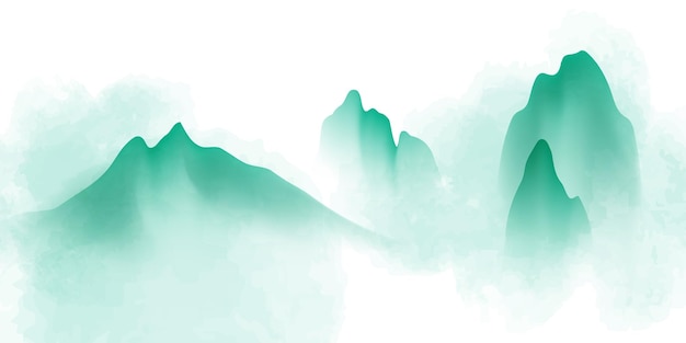 Modern design vector illustration of a gorgeous chinese ink landscape painting