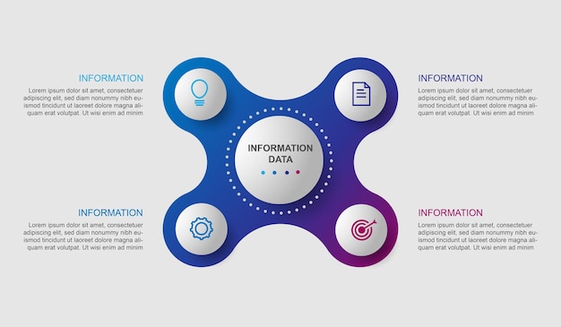 Современный дизайн векторного инфографического бизнеса с четырьмя шагами