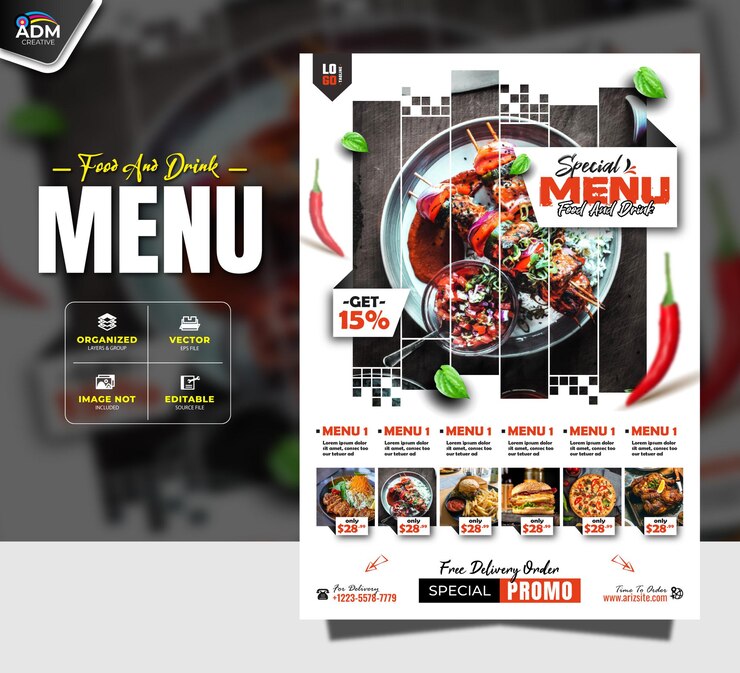 Vector modern design vegetarian food menu flyer template