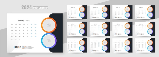 Vector modern desk calendar 2024