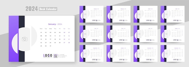 Vector modern desk calendar 2024