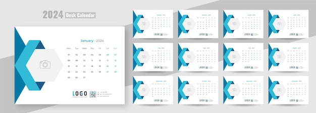 Vector modern desk calendar 2024