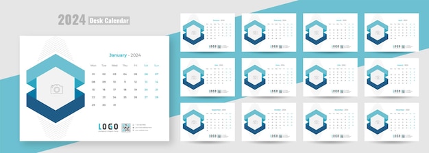 Vector modern desk calendar 2024