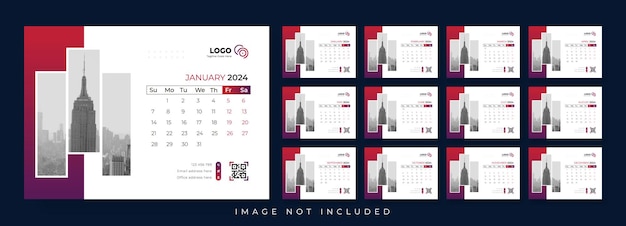 Современный дизайн настольного календаря 2024