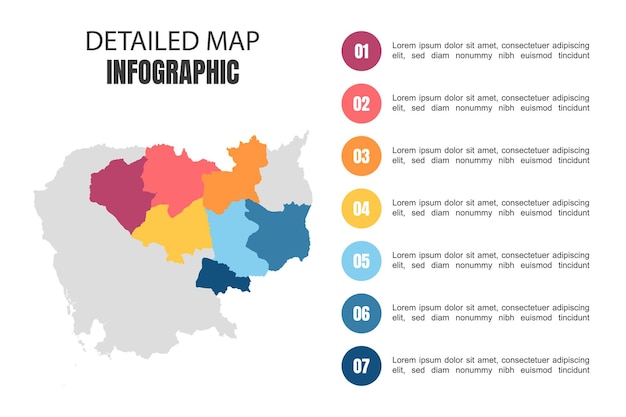 Modern Detailed Map Infographic of Cambodia