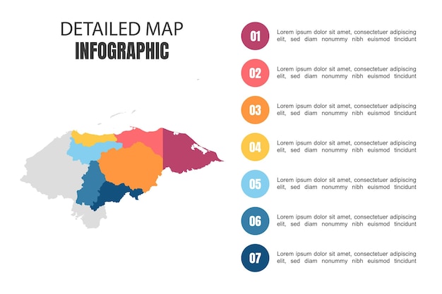 Современная подробная карта Инфографика Гондураса