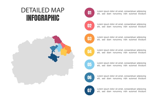 マケドニアの現代の詳細な地図のインフォグラフィック