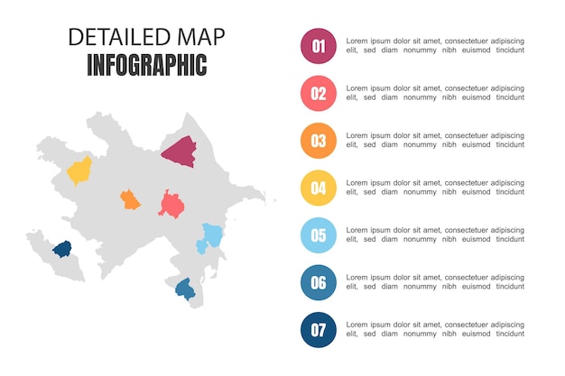 アゼルバイジャンの現代の詳細な地図のインフォグラフィック