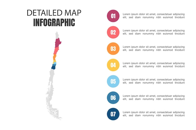Современная подробная карта инфографики чили
