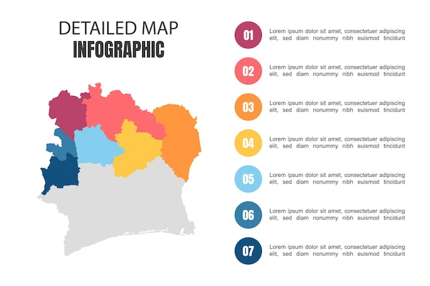 Современная подробная карта инфографики берега слоновой кости
