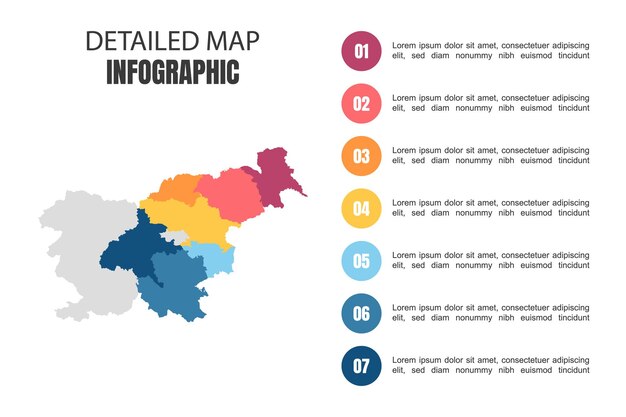 スロベニアの現代の詳細な地図のインフォグラフィック