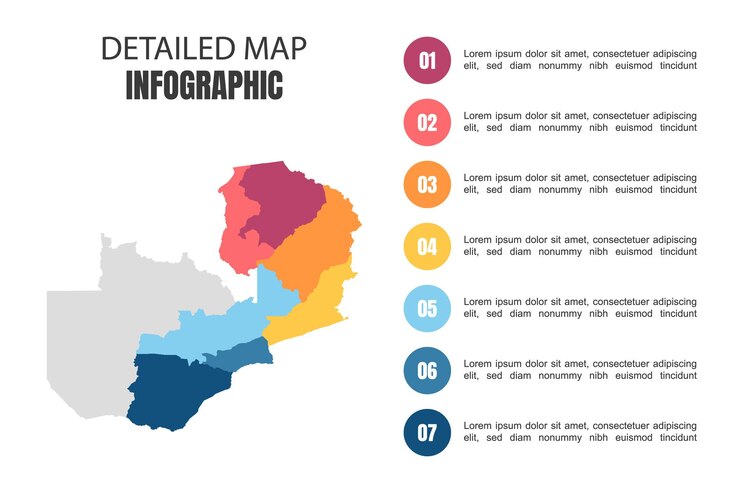 Vector modern detailed map infographic of zambia