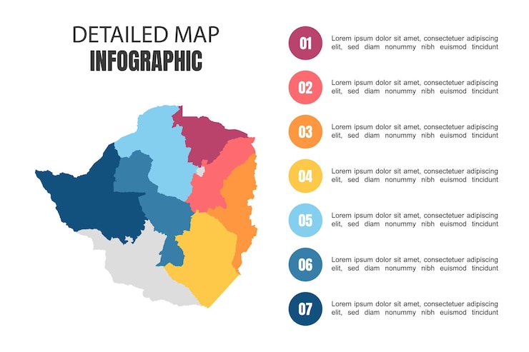 Vector modern detailed map infographic of zimbabwe