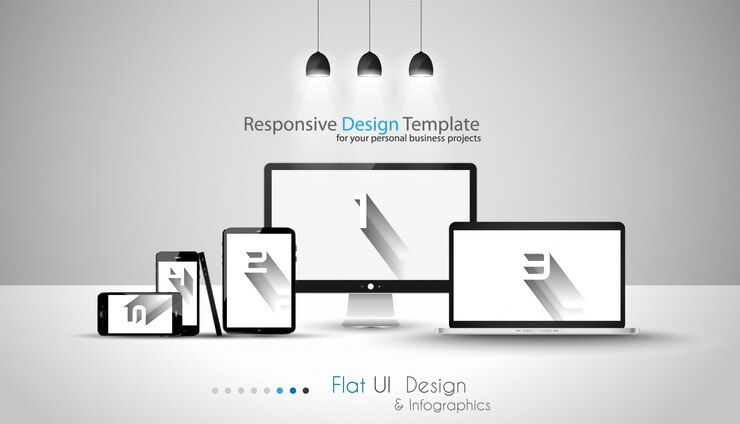 Vector modern devices set por presentation. computer, laptop, tablet, smartphone