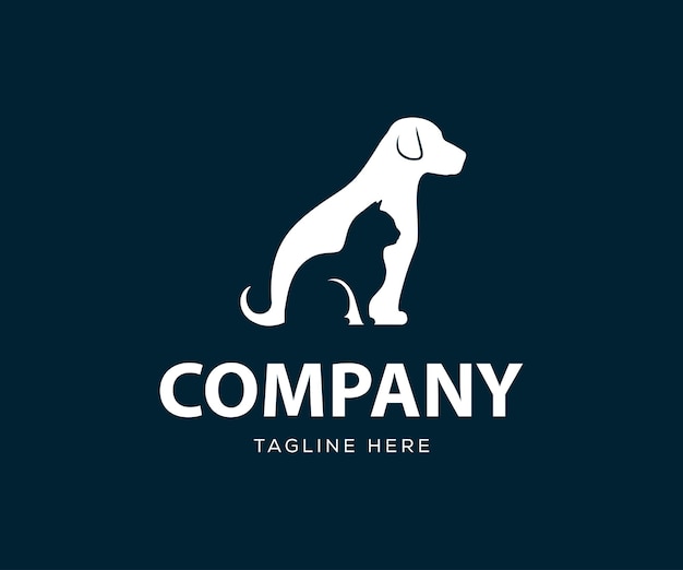 Modern dierenlogo. Hond en kat dieren Logo ontwerpsjabloon