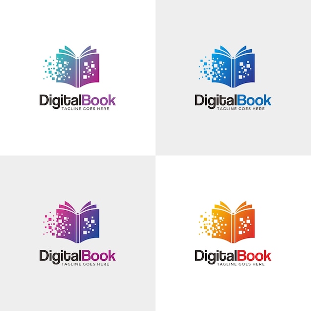 Vector modern digital book logo.