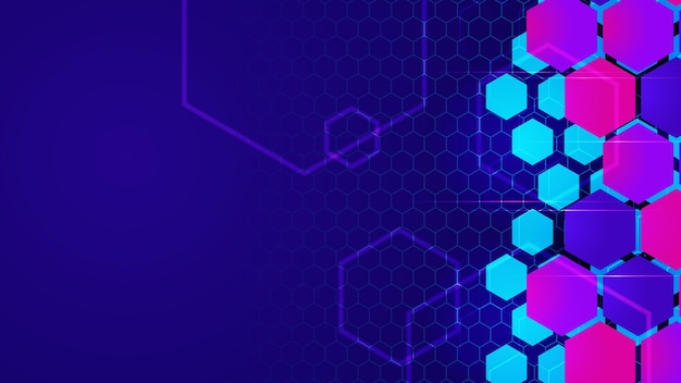 Vector modern digital business technology blue and purple abstract design background with hexagons