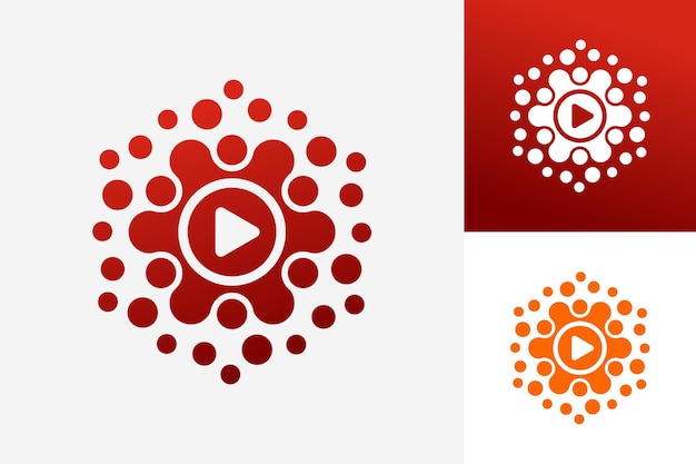 Modern digital creative dots play media logo template design vector, emblem, design concept, creative symbol, icon