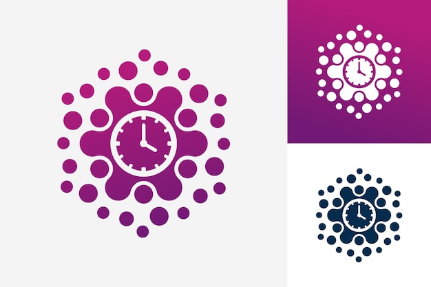 Modern digital creative dots time logo template design vector, emblem, design concept, creative symbol, icon
