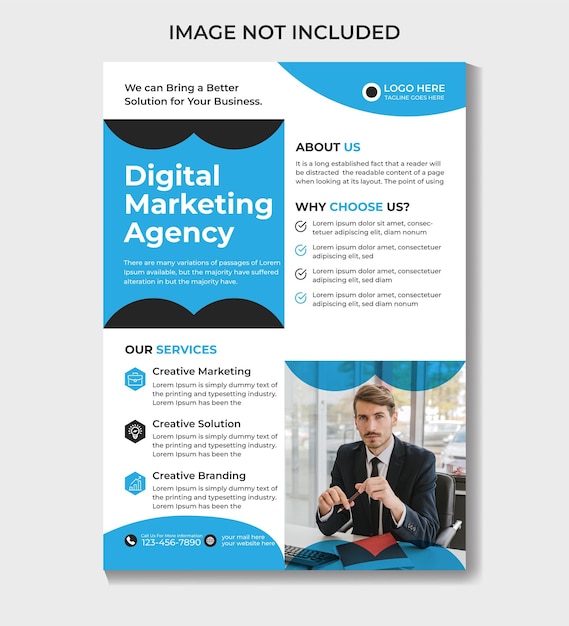 Modern digital marketing agency corporate business flyer design template