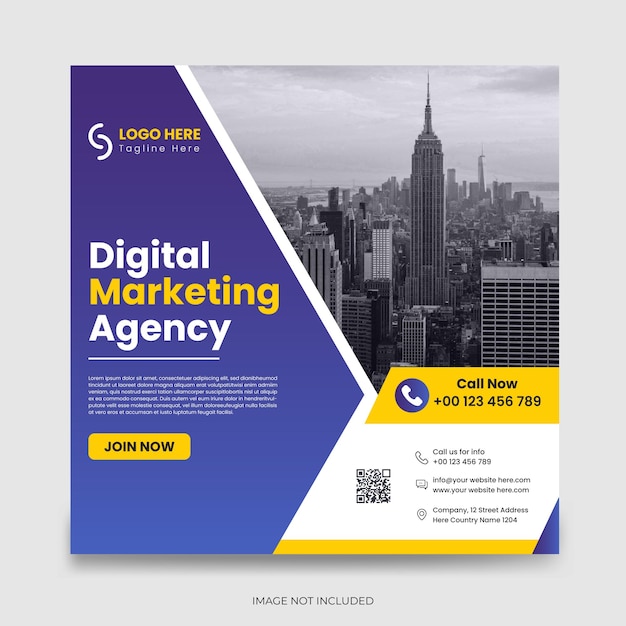 Modern Digital marketing agency poster and corporate social media post template