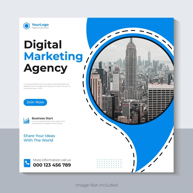 Modern digital marketing agency social media banner design, business social media post template