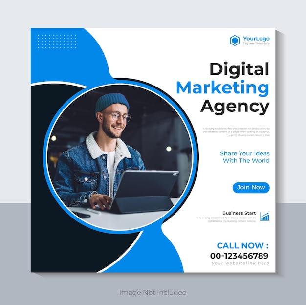 Modern digital marketing agency social media banner design, business social media post template