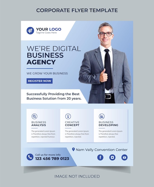 Modern digital marketing business agency flyer template and corporate business flyer template design