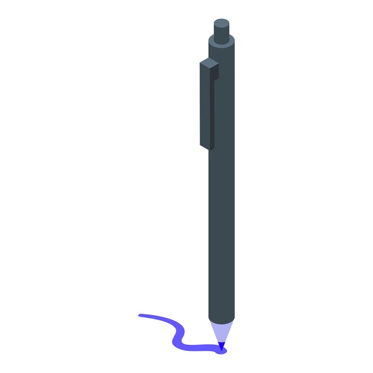 Vector modern digital pen drawing blue line on white background