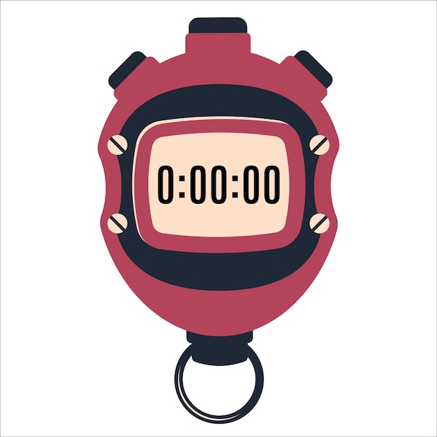 Modern digital stopwatch isolated on white background Sporty electronic clock icon with timer button numbers Vector illustration for healthy lifestyle sports web business design