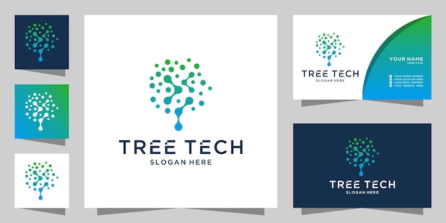 Vector modern digital tree logo designs concept tech tree logo symbol