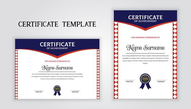 Modern diploma and award certificate template.