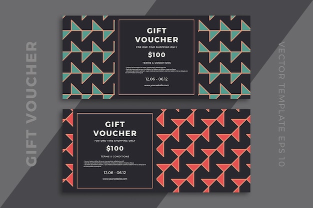 Buono sconto moderno o mockup di certificato con motivo geometrico artistico