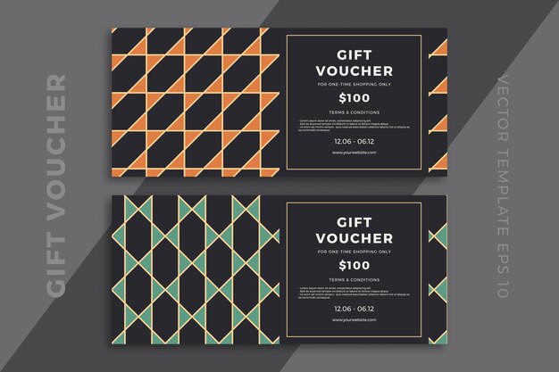 Modern discount coupon or certificate template with artistic geometric mosaic elegant gift card