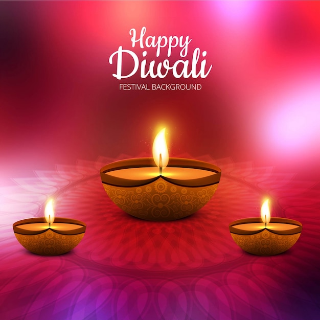 Vector modern diwali design with three candles