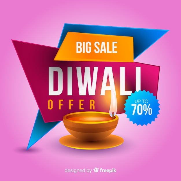 Modern diwali sale composition with realistic design