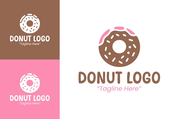 modern donut shop logo designs with brown and pink color combinations