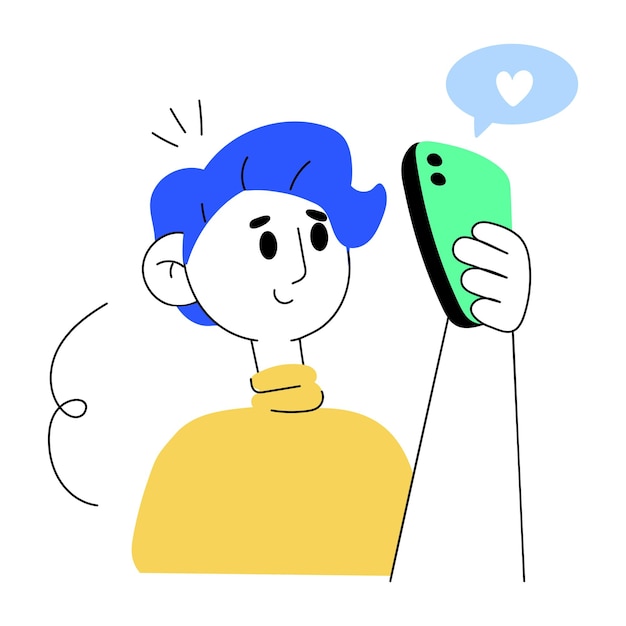 Modern doodle mini illustration of an online influencer