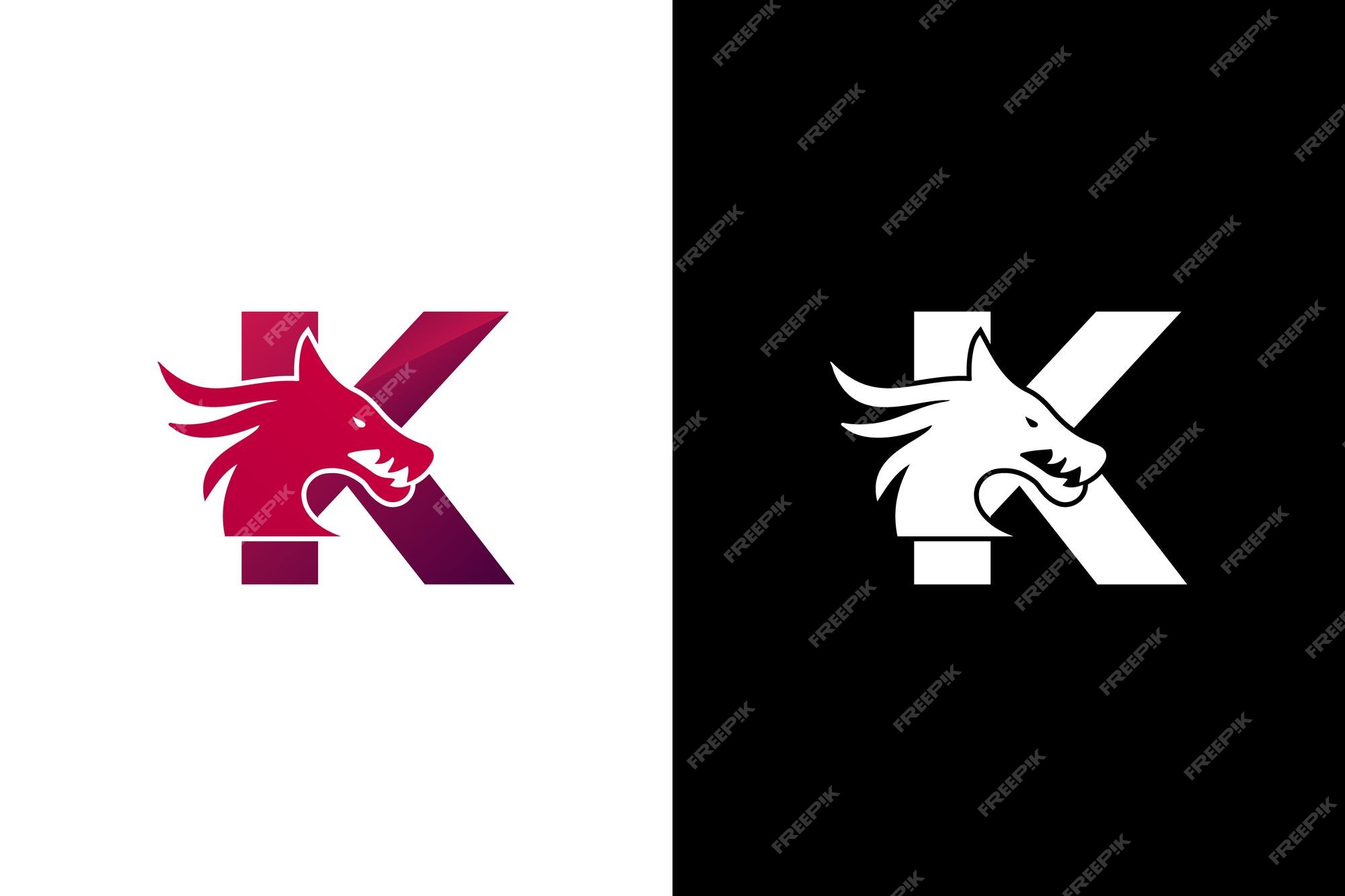 Premium Vector | Modern dragon and letter k logo design dragon head and