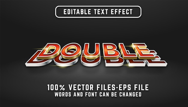 Modern dubbel 3d-tekst bewerkbaar teksteffect met premium vectoren in gouden en zilveren stijl