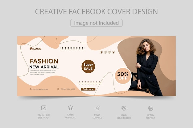 온라인 패션 판매를 위한 현대적인 동적 Facebook 표지 및 소셜 미디어 웹 배너 템플릿