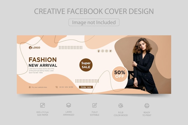 オンラインファッションセール用の最新の動的FacebookカバーとソーシャルメディアWebバナーテンプレート