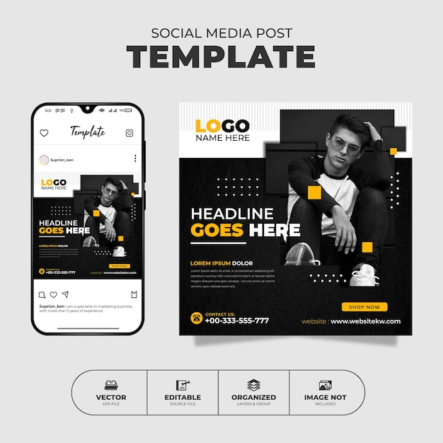 Modern dynamic fashion sale social media instagram post template