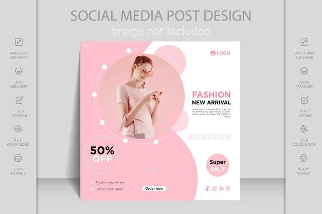 Modello di banner web moderno e dinamico di instagram per post e social media per la vendita di moda online