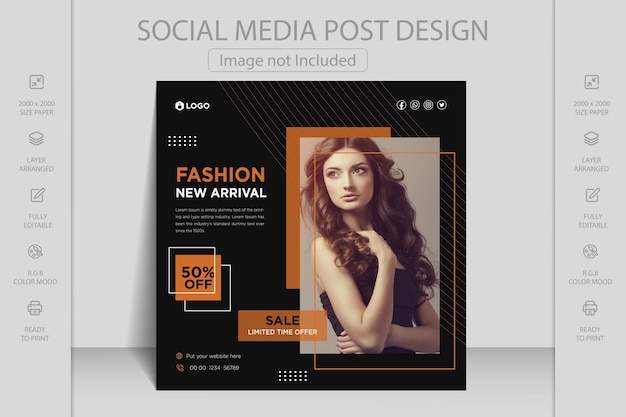 Modern dynamic Instagram, facebook and social media post web banner template for online fashion sale